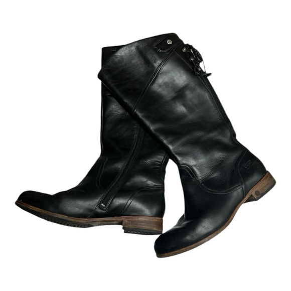 UGG Australia Black Leather Riding Boots - Picture 6 of 9